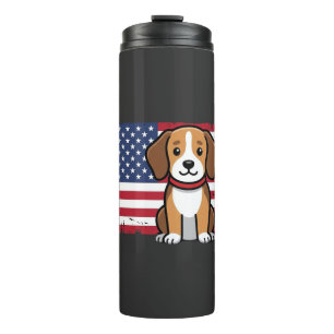 American Flag Dog Patriotic Vector Thermal Tumbler