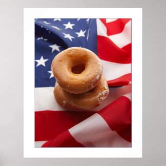 American Flag & doughnuts Design Poster/print Poster