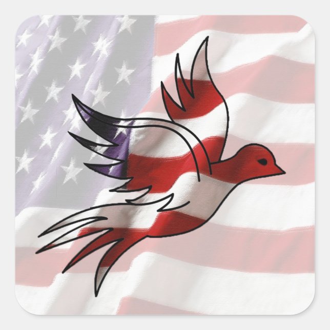 American Flag Dove Square Sticker (Front)