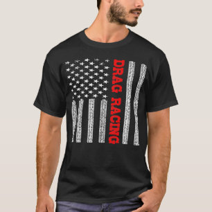 American Flag Drag Racing Apparel Burnout Marks Us T-Shirt