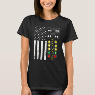 American Flag Drag Racing Strip Tree Light For Dra T-Shirt