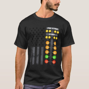 American Flag Drag Strip Auto Tree Light Racecar D T-Shirt