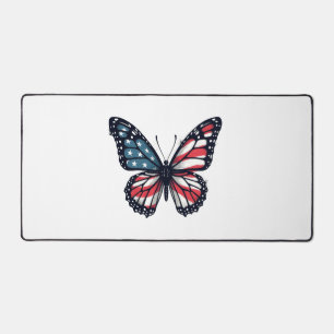American Flag Dragonfly Patriotic 4th of July Red Desk Mat