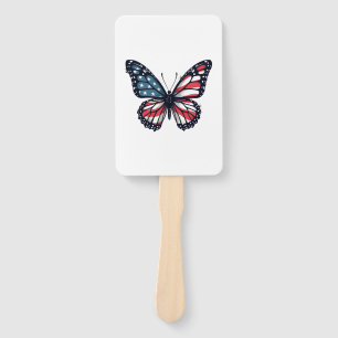 American Flag Dragonfly Patriotic 4th of July Red  Hand Fan