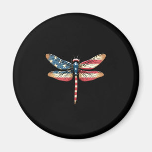 American Flag Dragonfly Patriotic 4th of July Red Magnet