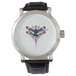 American Flag Dragonfly Patriotic 4th of July Red  Watch