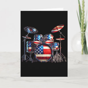 American Flag Drum Drumset 4th Of July Usa Patriot Card