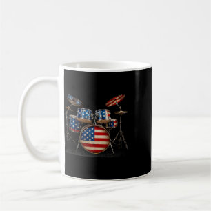 American Flag Drum Drumset 4th Of July Usa Patriot Coffee Mug