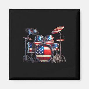 American Flag Drum Drumset 4th Of July Usa Patriot Magnet