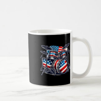 American Flag Drum Drumset Usa Patriotic Drummer 4 Coffee Mug