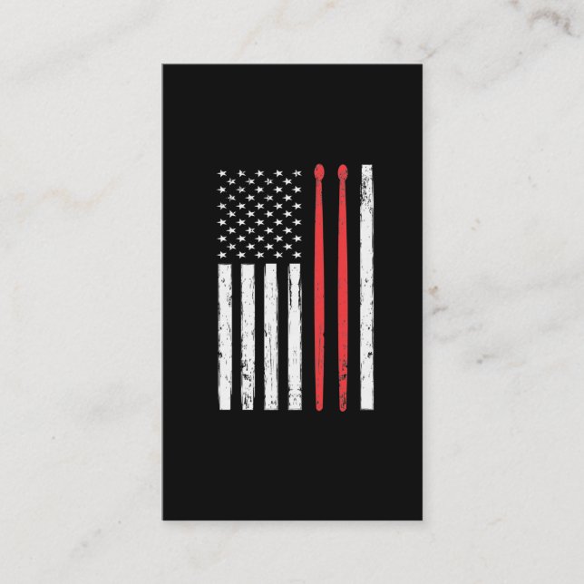 American Flag Drum Sticks US Drummer Musician Business Card (Front)