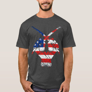American Flag Drum Sticks Vintage Drummer Music In T-Shirt