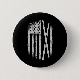 American Flag Drumsticks Usa Drummers Vintage Drum 6 Cm Round Badge
