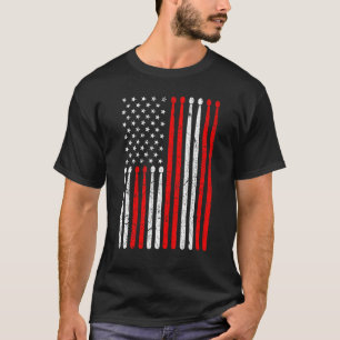 American Flag Drumsticks Usa Drummers Vintage Drum T-Shirt