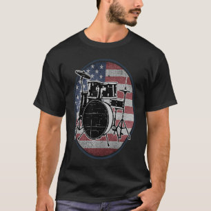 American Flag Drumsticks Vintage Drummer Drum Set T-Shirt