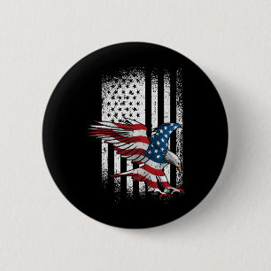 American Flag Eagle 4th Of July Independence Day P 6 Cm Round Badge
