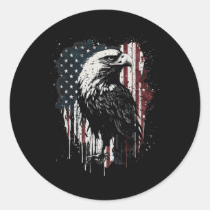 American Flag Eagle 4th Of July Independence Day P Classic Round Sticker