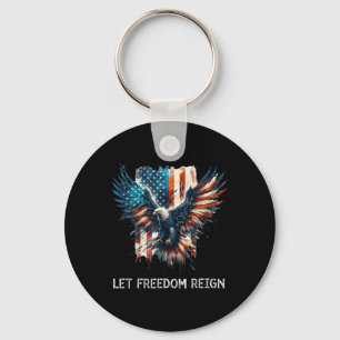 American Flag Eagle 4th Of July Shirt Let Freedom Key Ring
