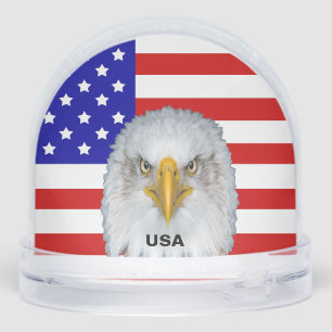 American Flag, Eagle and Text Snowglobe