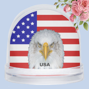 American Flag, Eagle and Text Snowglobe