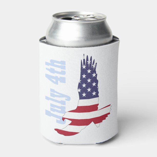 American Flag & Eagle Can Cooler, 4th of July Cooler (Can Front)