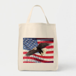 American Flag & Eagle Grocery Tote Bag
