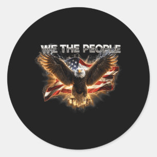 American Flag Eagle Independence Day USA 4Th of Classic Round Sticker