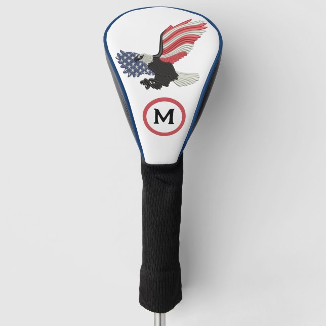 American Flag Eagle Patriotic Monogram USA Golf Head Cover (Front)