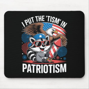 American Flag Eagle Patriotic Racoon Fireworks 4t Mouse Pad