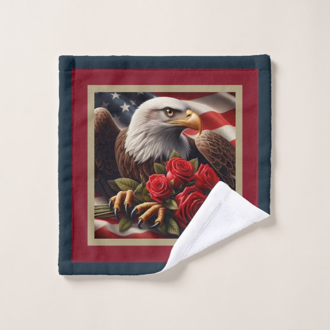 American Flag Eagle Patriotic Towel Set (Wash Cloth)
