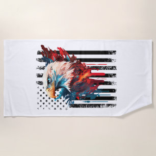 American Flag Eagle Shirt Men Kids Patriots Americ Beach Towel