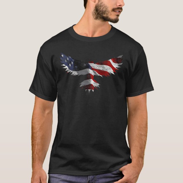 American Flag Eagle Tshirt USA 4th of July Patriot (Front)