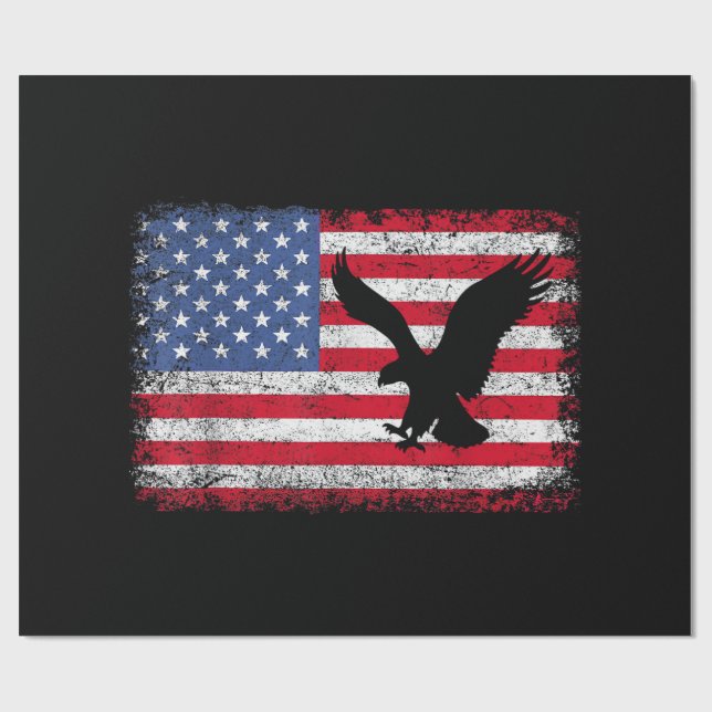 American Flag Eagle USA Wrapping Paper (Flat)