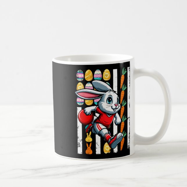 American Flag Easter Eggs Bunny Playing Bowling Pl Coffee Mug (Right)