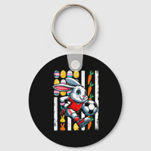 American flag easter eggs bunny playing soccer pla key ring