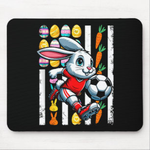 American flag easter eggs bunny playing soccer pla mouse pad