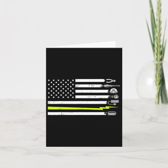 American Flag Electrician Tools For Electrician  Card (Front)