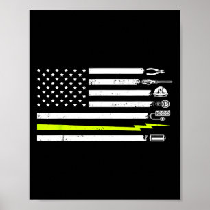 American Flag Electrician Tools For Electrician Poster