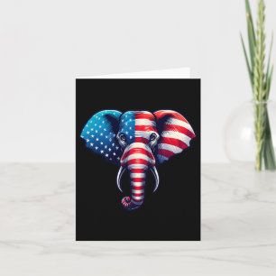 American Flag Elephant 4th Of July Patriotic Eleph Card