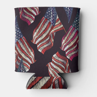 American flag embroidery: patriotic pattern. can cooler