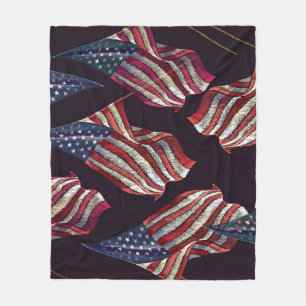 American flag embroidery: patriotic pattern. fleece blanket