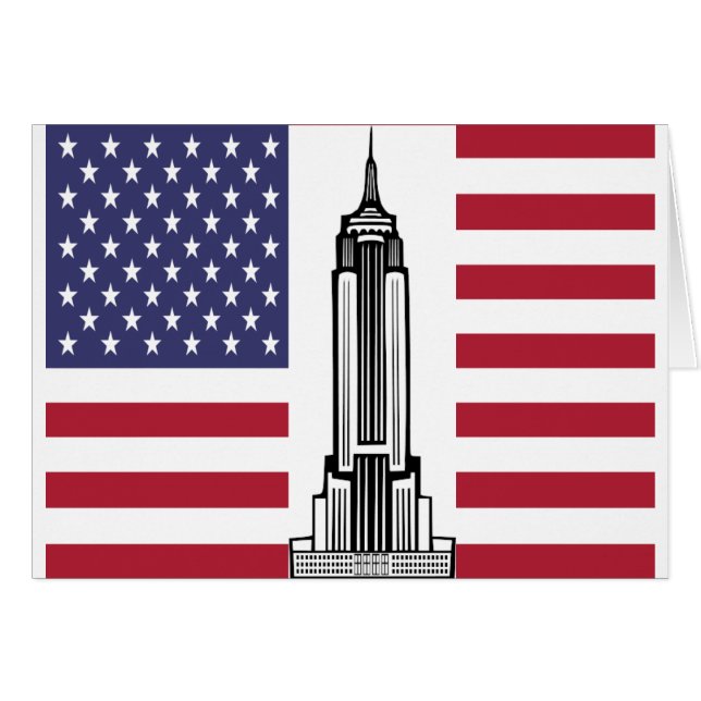 American Flag Empire State Building Note Card (Front Horizontal)