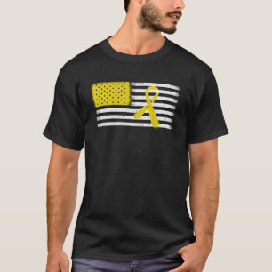 American Flag Endometriosis Yellow Ribbon Awarenes T-Shirt