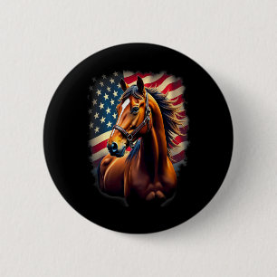 American Flag Equestrian Cowboy Horse Riding 6 Cm Round Badge