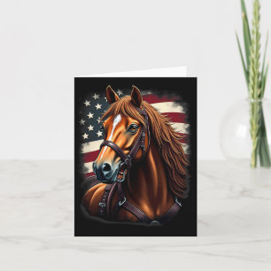 American Flag Equestrian Cowboy Horse Riding Card