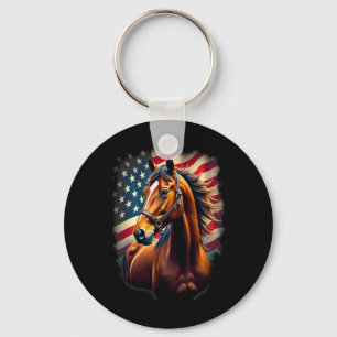 American Flag Equestrian Cowboy Horse Riding Key Ring
