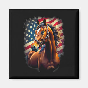 American Flag Equestrian Cowboy Horse Riding Magnet