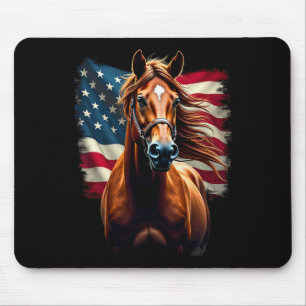 American Flag Equestrian Horseback Riding Mouse Pad
