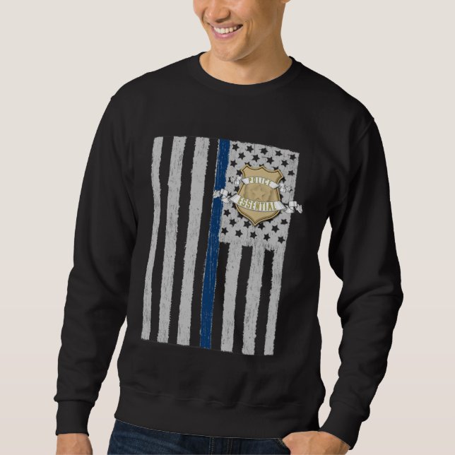 American Flag Essential Police Law Enforcement Pat Sweatshirt (Front)