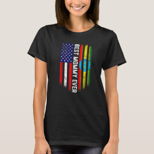 American Flag & Ethiopia Flag Best Mummy Ever Fami T-Shirt